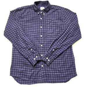 Flint‎ and Tinder Shirt Button Down Mens Medium Navy Gingham Flannel Shirt